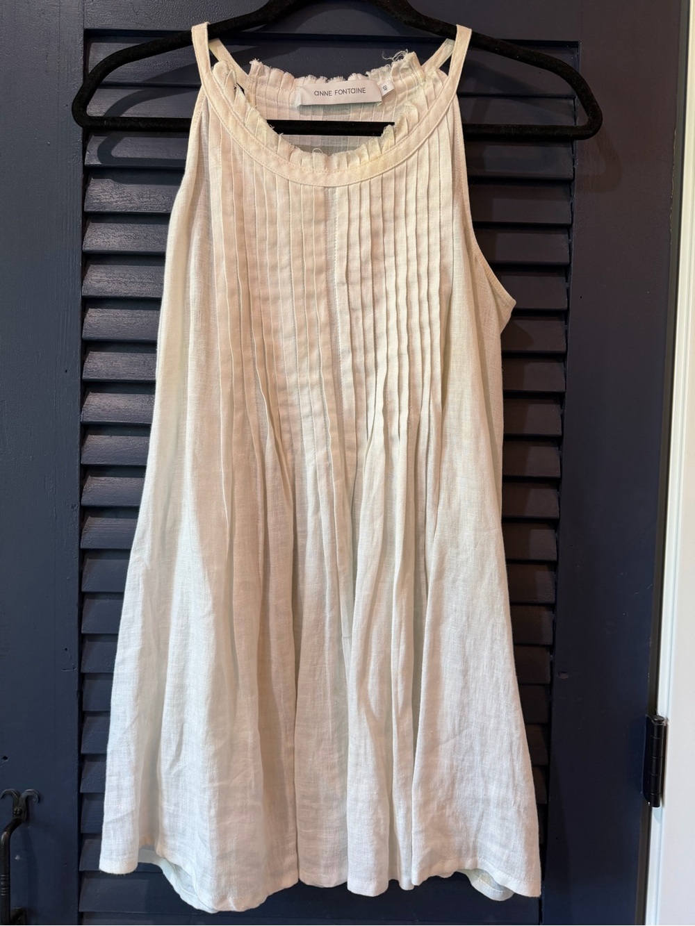 Anne Fontaine Cream Pleated Sleeveless Mini Dress